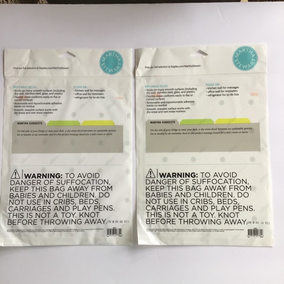 MARTHA STEWART OFFICE DRY ERASE DECALS NWT SET OF TWO - Picture 9 of 11